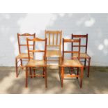 Two pairs of Edwardian bedroom chairs, with caned seats, together with an early 20thC cane seated