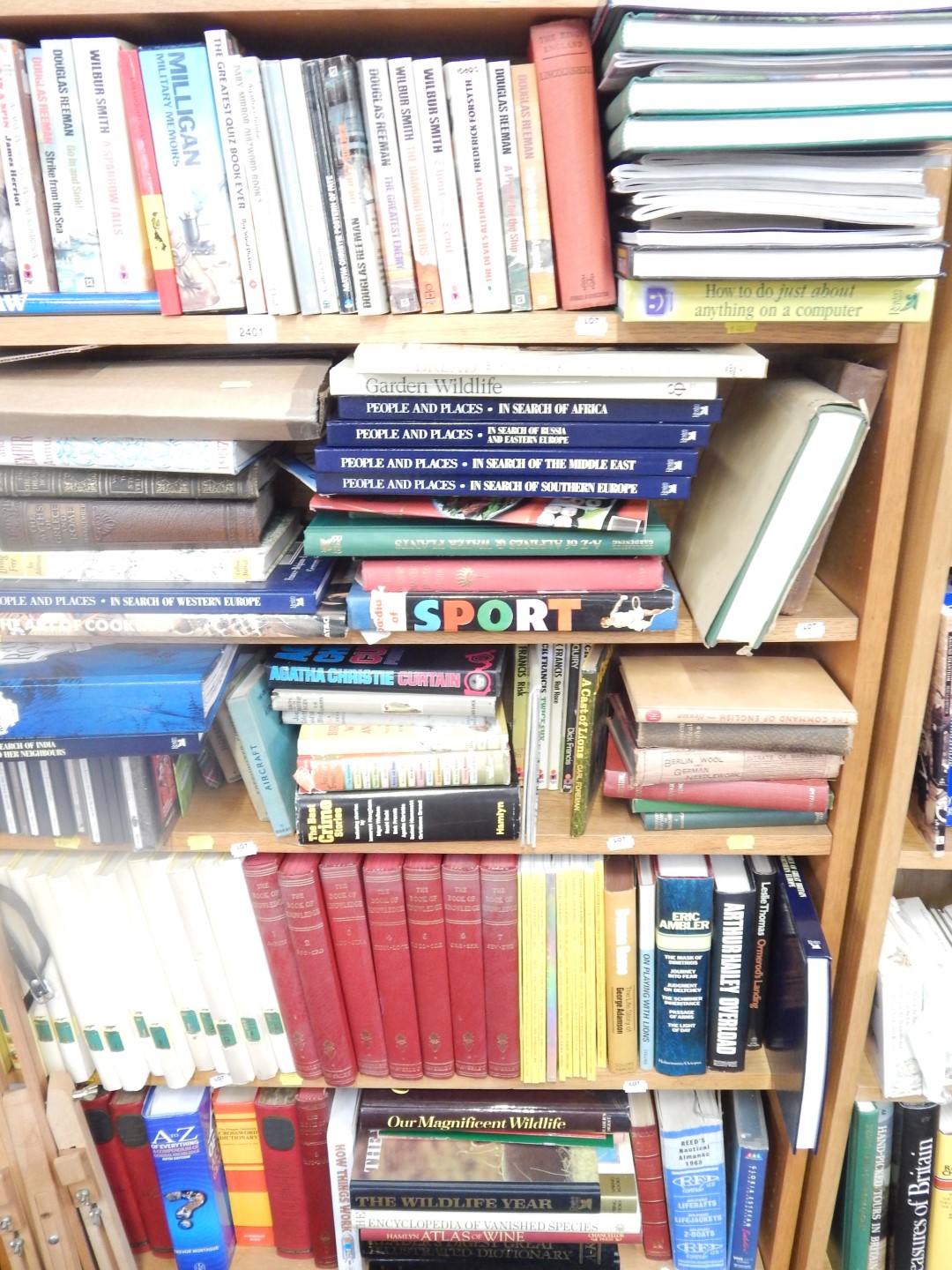 Books to include Wilbur Smith, general reference, stamp collecting, wildlife, encyclopaedias,