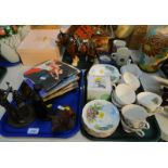 A Royal Vale porcelain tea service, pottery cart horse and cart, further ceramics, amber glass