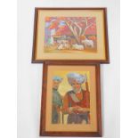 Indian School (19thC/20thC). Indian soldiers, gouache, monogrammed J O, 36cm high, 25.5cm wide.,
