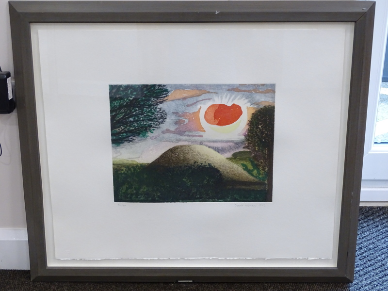 *David Inshaw (British 1943). Silbury Sunrise, signed and numbered 43/45, coloured etching, 58cm x - Image 2 of 4