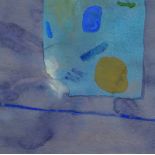 *Eva Lockey. Blue Window, 1990, watercolour and gouache, 41cm x 41cm.