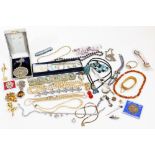 Various costume jewellery and effects, bangles, necklaces, bracelets, a Delta Jewellery box, ear