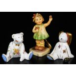 A Royal Crown Derby Boy Posie Mini Bear figure, 10cm high. (boxed), a Hummel Club figure, and a