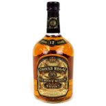 A bottle of Chivas Regal blended scotch whisky, twelve years old, one litre.