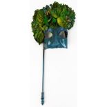 A Primavera Contapasta Mascaras papier mache floral masque/mask, with shaped handle, predominantly