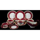 A Whitehall pattern bone china part service, to include sauce boat, 13cm high, soup bowls, stands,
