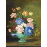 AD Bell (20thC). Still life vase of flowers, oil on canvas, signed, 51cm x 39cm.