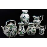 Various Masons Chartreuse pattern ornaments, to include kettle 26cm high, jugs, vase, printed