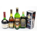 Various alcohol, boxed bottle of Bell's 12 year old blended Scotch whisky, Courborsier Cognac,