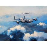 After Robert Taylor. Lancasters, print, signed by Leonard Cheshire, 34cm x 48cm.