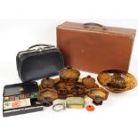 A mid 20thC vintage brown leather travel case, of rectangular form with visible stitching, 48cm