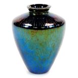 A Brierley Midnight Black shouldered vase, decorated in an opalescent pattern, labelled beneath,