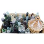 Various bottles, green glass and other bottles, 19thC porters style stoneware bottle 24cm high,