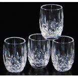 A set of four Waterford crystal Lismore pattern shot glasses, 6cm high. (boxed)
