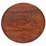 A 19thC mahogany tray top, one piece of circular form with moulded edge, 56cm diameter.