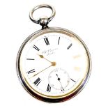 A Victorian silver open faced pocket watch, by JW Benson London, the 4cm diameter Roman numeric dial