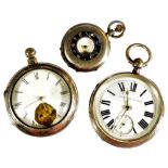 A Victorian silver open faced pocket watch, with 4.5cm diameter dial, 6cm diameter case and plain