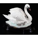 A Florence china boxed swan figure, with paperwork, certificate and outer box, 12cm high, RRP