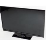 A Panasonic 29 inch colour television, in black trim with remote control and wire.