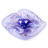 A 20thC studio Our Glass dish, of shaped form, with a swirl pattern predominately