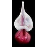 A 20thC studio Our Glass 2011 Jack in the pulpit vase, in pink and white swirl pattern, 30cm high.