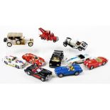 Various Burago 1/24 scale cars, to include Mercedes Benz 300SL, Lamborghini Countach, 18cm wide,