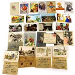 Various postcards, sketches of Tommy's Life sets, in four paper slips, various Continental and other