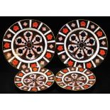 Two Royal Crown Derby Imari plates, 22cm diameter, and two others smaller. (4)