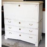 A late 19thC painted pine Empire style secretaire, of rectangular form, the upper section with a