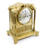 A 19thC bracket clock, in a shaped architectural case with fixed swan neck pediment, fitted above