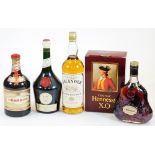 A bottle of Bell's Islander Island & Lay Malts, litre bottle, 33cm high, various other alcohol,