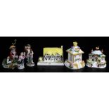 A Coalport Summerhouse cottage ornament, 10cm high, various others, Continental figures, Capodimonte