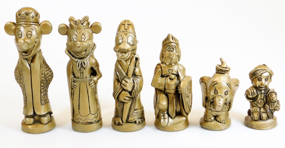 Disney interest, a hardwood chess set, of oblong form, with etched squares set with various Disney - Image 3 of 4