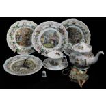 Various Royal Doulton Brambly Hedge items, to include teapot, 18cm high, the harvest mice wall