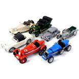 Various Burago 1/18 scale and other model cars, etc., to include Bugatti type 59 1934 racing car,
