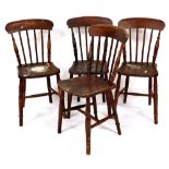 A set of four chrome topped kitchen chairs, each with spindle backs, turned front legs and H