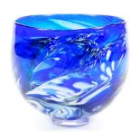 A 20thC studioOur Glass 2012 bowl, of globular form decorated in a swirl pattern,