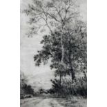 Tom Whitehead (1886-1959). Path before gate, hill and trees, etching, signed, 16cm x 10cm.