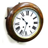 An early 20thC mahogany cased wall clock, of small proportion, the 18cm diameter Roman numeric dial,