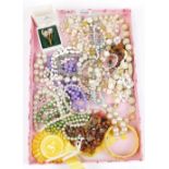 Various necklaces, faux pearls, bangle, etc. (a quantity)