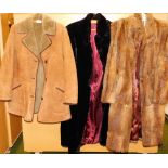 A gentleman's suede jacket quarter length with wool inlay, various faux and other fur coats