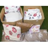 Soft furnishings, cushions, curtains, etc., (1 shelf) and various soft furnishings, floral curtains,