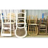 Various chairs, a pair of early 20thC child's chairs with horizontal back splats, arched back