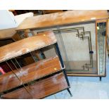 A vintage display cabinet, painted glazed door flanked by further glazed panels, set with heart