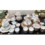 Various decorative tea ware, transfer printed tea services, florally patterned, etc. (4 trays)