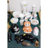 Decorative china and effects, Wedgwood Hathaway Rose, Aynsley Cottage Garden vases, etc. (2 trays)