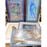 After Gould. Trogon Mexicantus, bird print, and various other pictures prints, woodblock, Matela