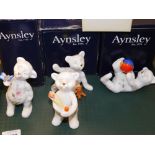 Various Aynsley boxed teddy bear ornaments. (1 tray)