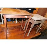 An early 20thC mahogany side table, and a further side table on barley twist legs.